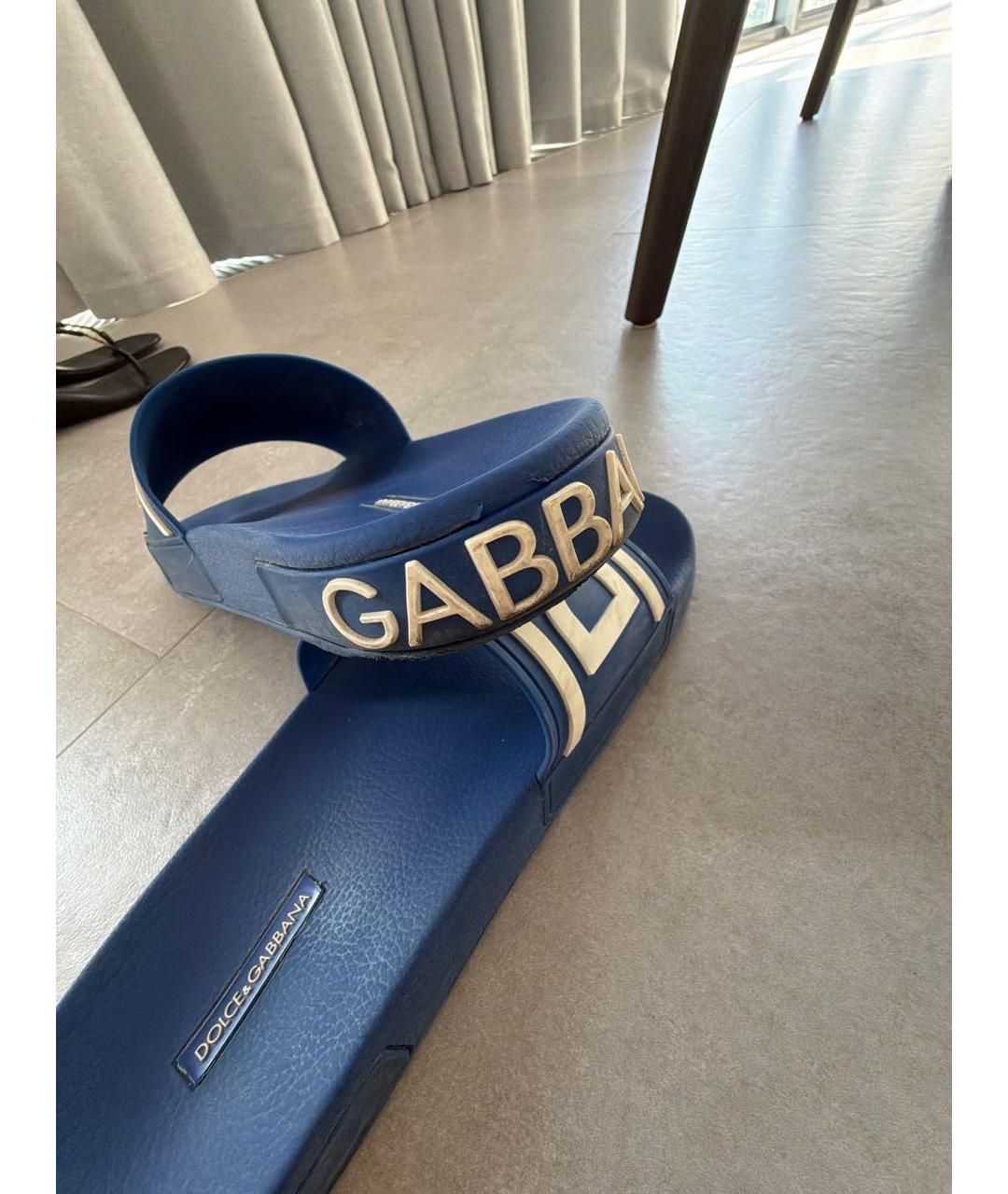 DOLCE&GABBANA Синие резиновые шлепанцы, фото 6