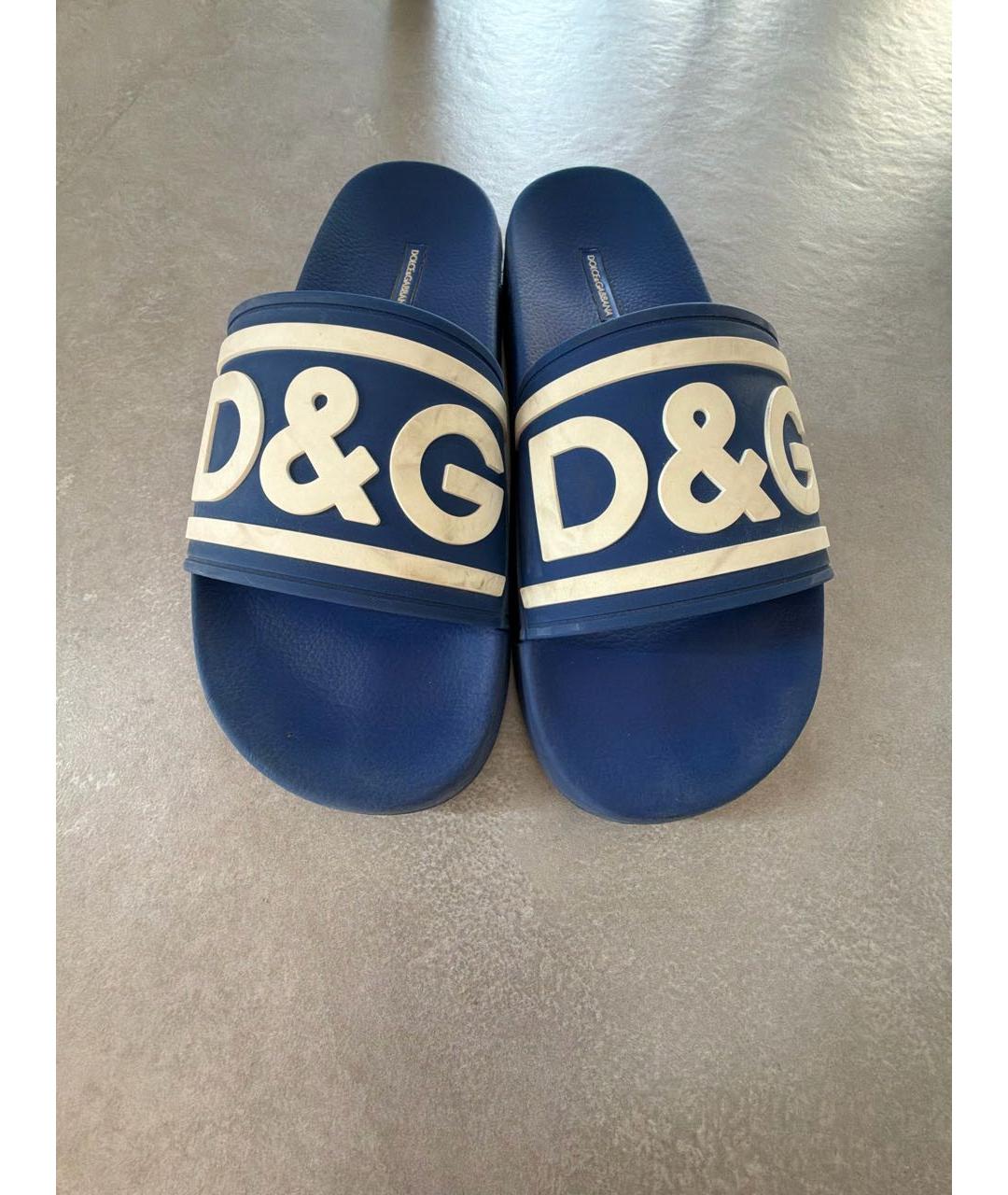 DOLCE&GABBANA Синие резиновые шлепанцы, фото 2