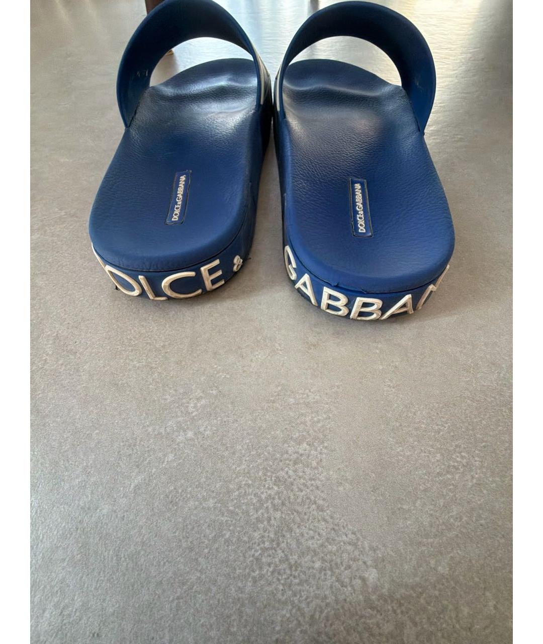 DOLCE&GABBANA Синие резиновые шлепанцы, фото 4