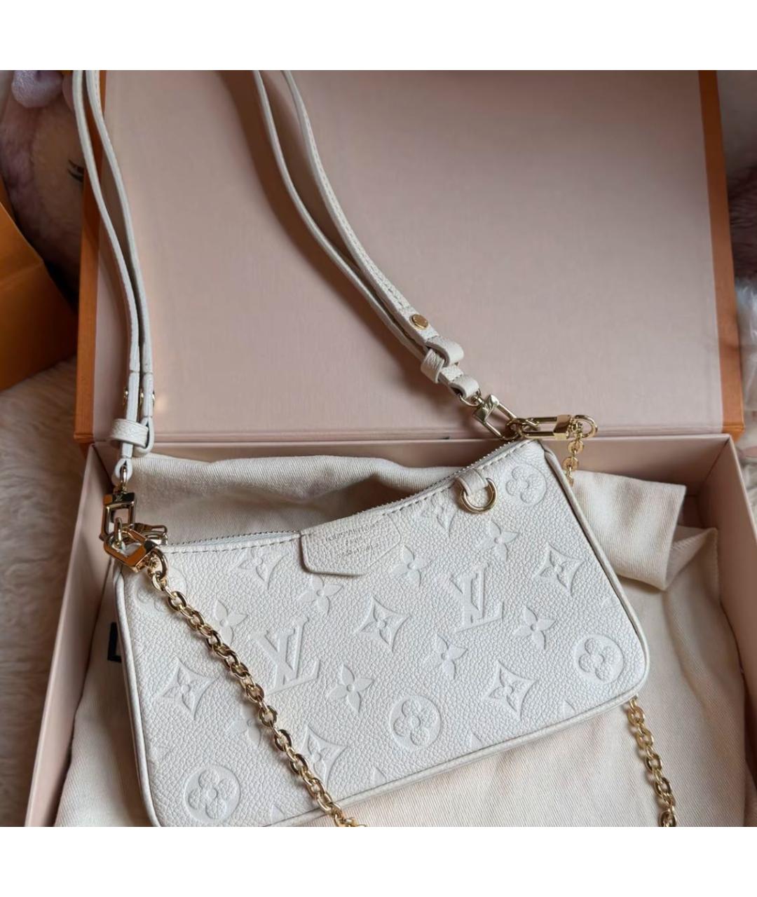 LOUIS VUITTON Белая кожаная сумка через плечо, фото 7
