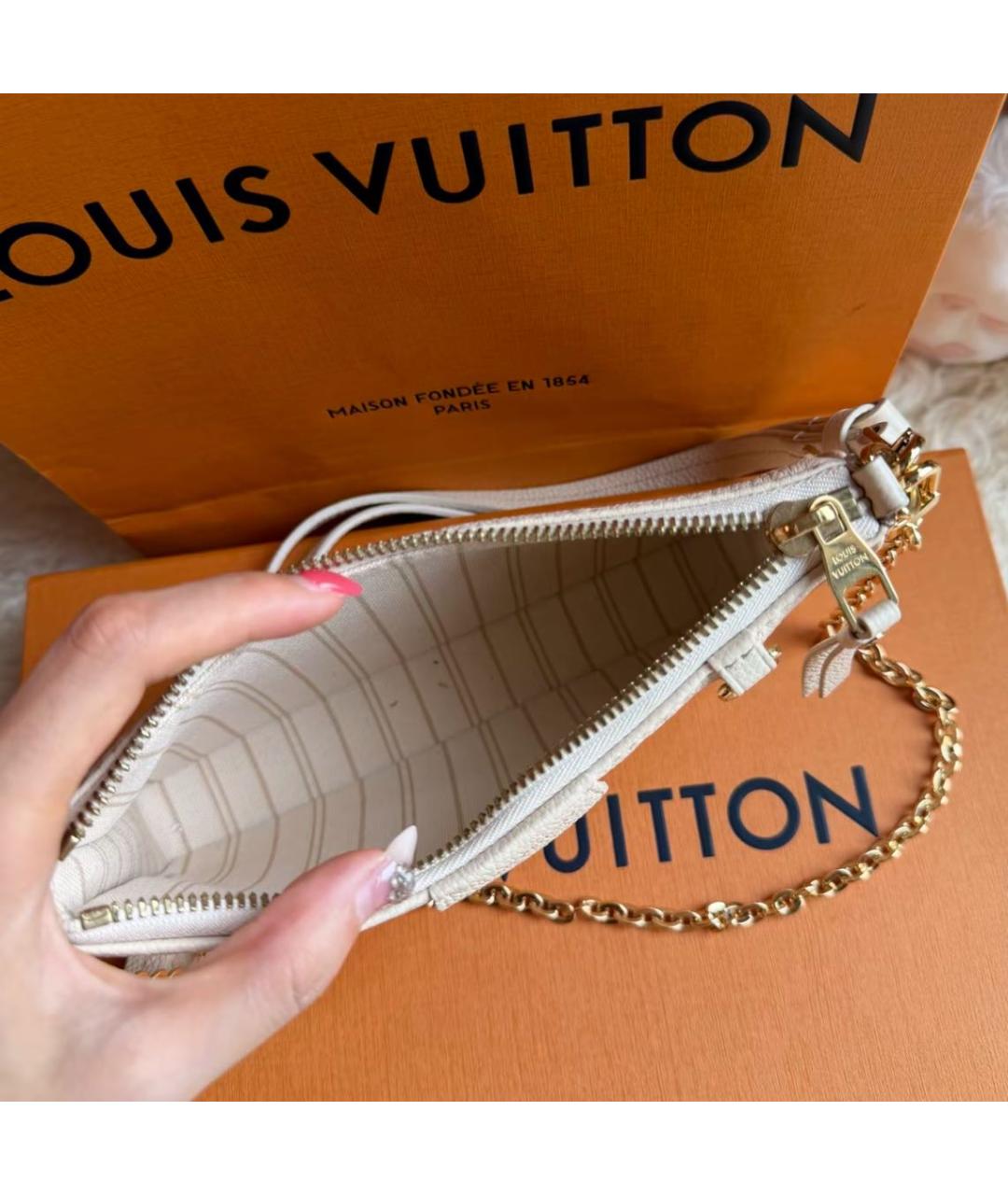 LOUIS VUITTON Белая кожаная сумка через плечо, фото 8