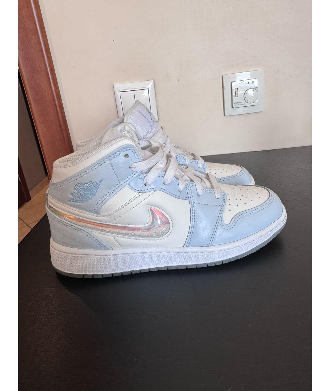 NIKE Голубые кожаные кроссовки, фото 7