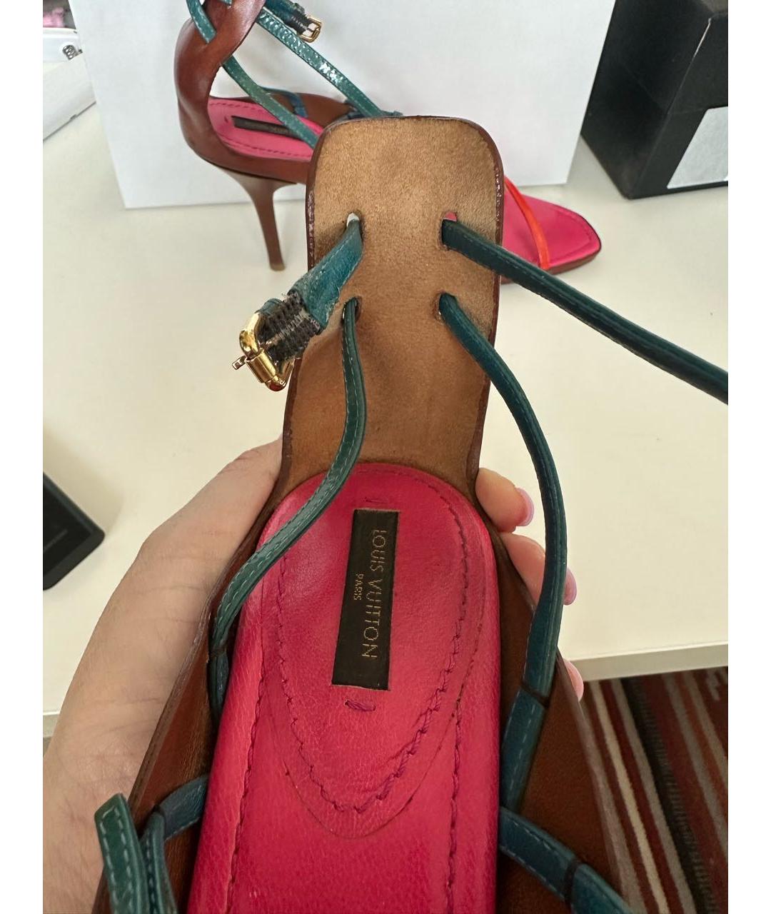 LOUIS VUITTON Мульти кожаные босоножки, фото 4