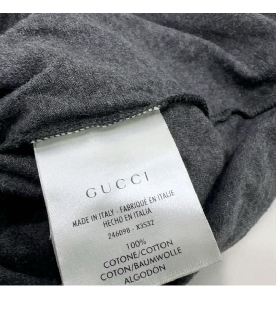 GUCCI Антрацитовая хлопковая футболка, фото 6