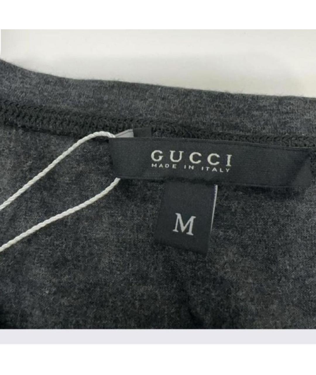 GUCCI Антрацитовая хлопковая футболка, фото 5