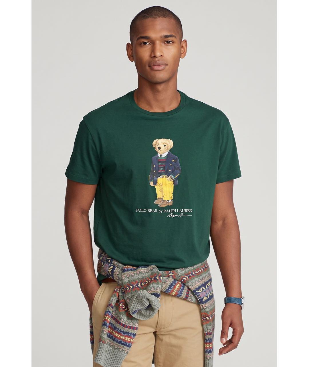 RALPH LAUREN Зеленая хлопковая футболка, фото 3