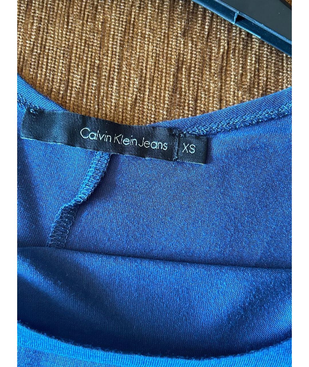 CALVIN KLEIN Синее вискозное повседневное платье, фото 5