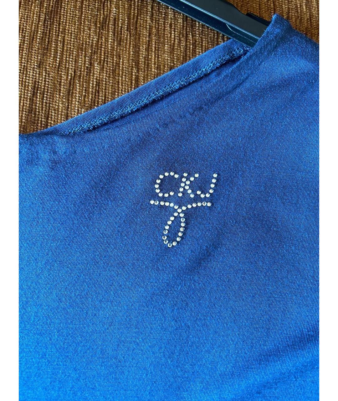 CALVIN KLEIN Синее вискозное повседневное платье, фото 6