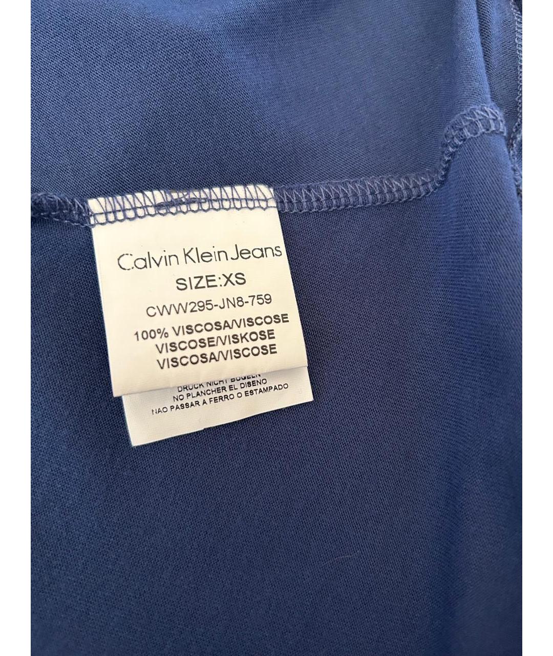 CALVIN KLEIN Синее вискозное повседневное платье, фото 3