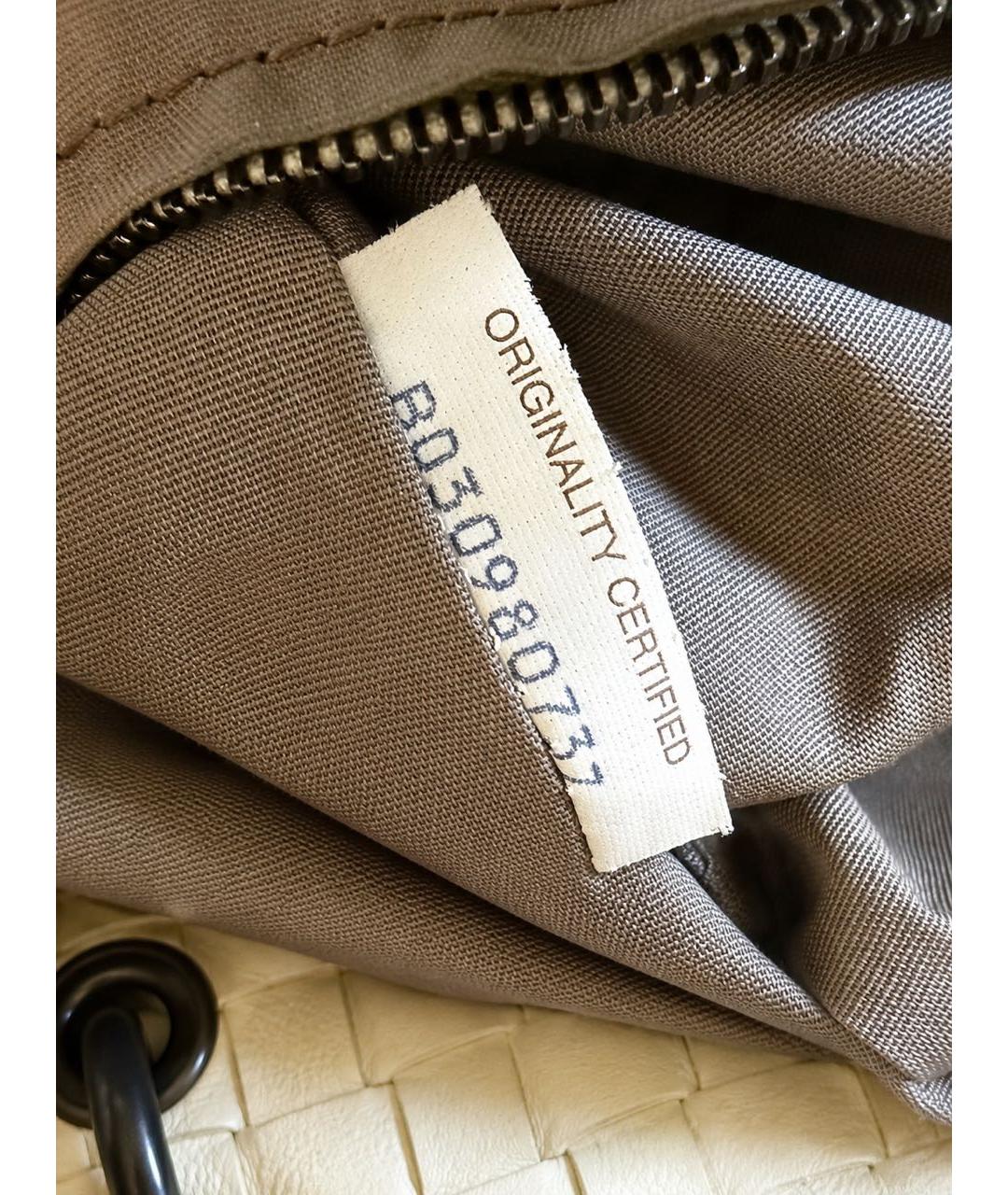 BOTTEGA VENETA Бежевая кожаная сумка с короткими ручками, фото 4