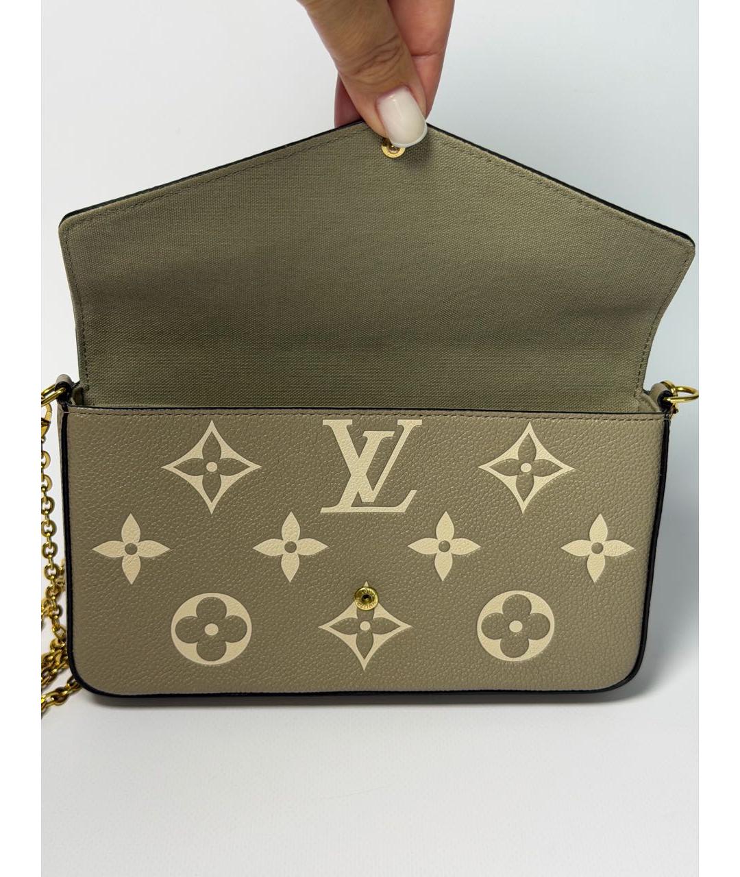 LOUIS VUITTON Бежевая кожаная сумка через плечо, фото 4