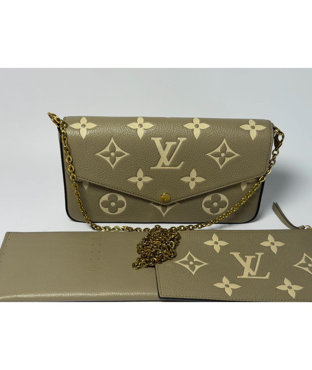 LOUIS VUITTON Бежевая кожаная сумка через плечо, фото 5