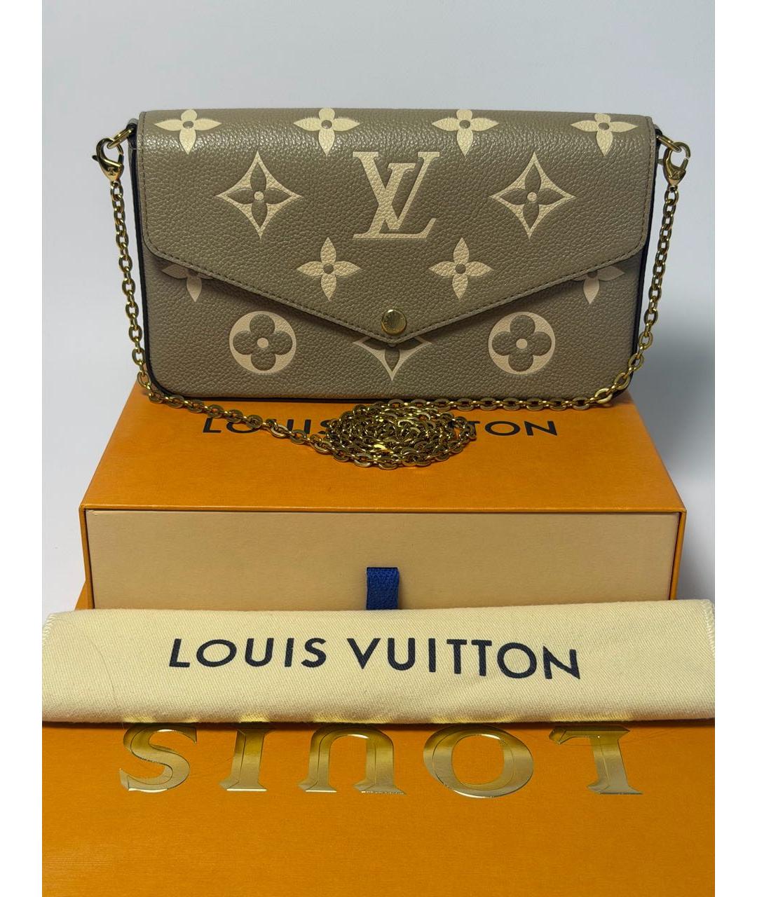 LOUIS VUITTON Бежевая кожаная сумка через плечо, фото 6