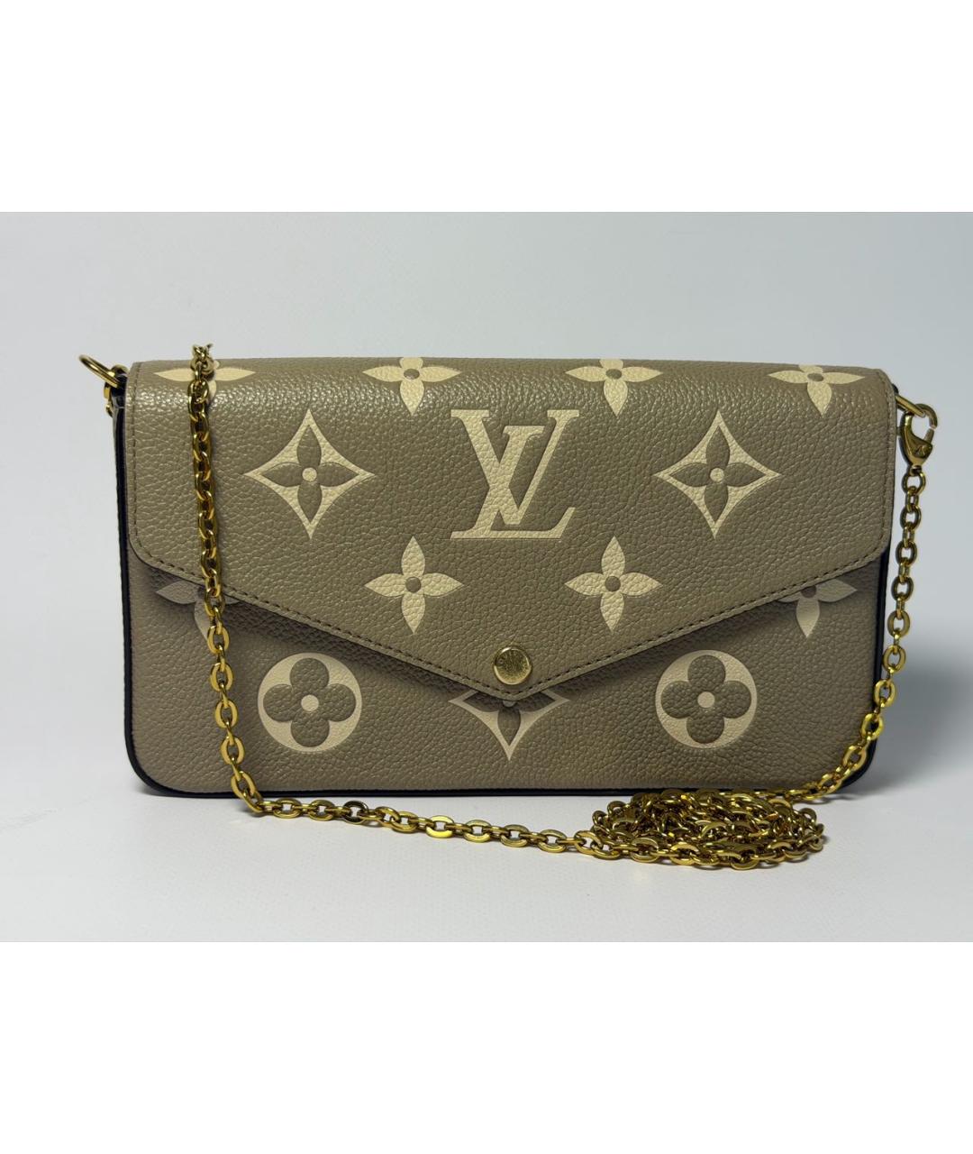 LOUIS VUITTON Бежевая кожаная сумка через плечо, фото 9