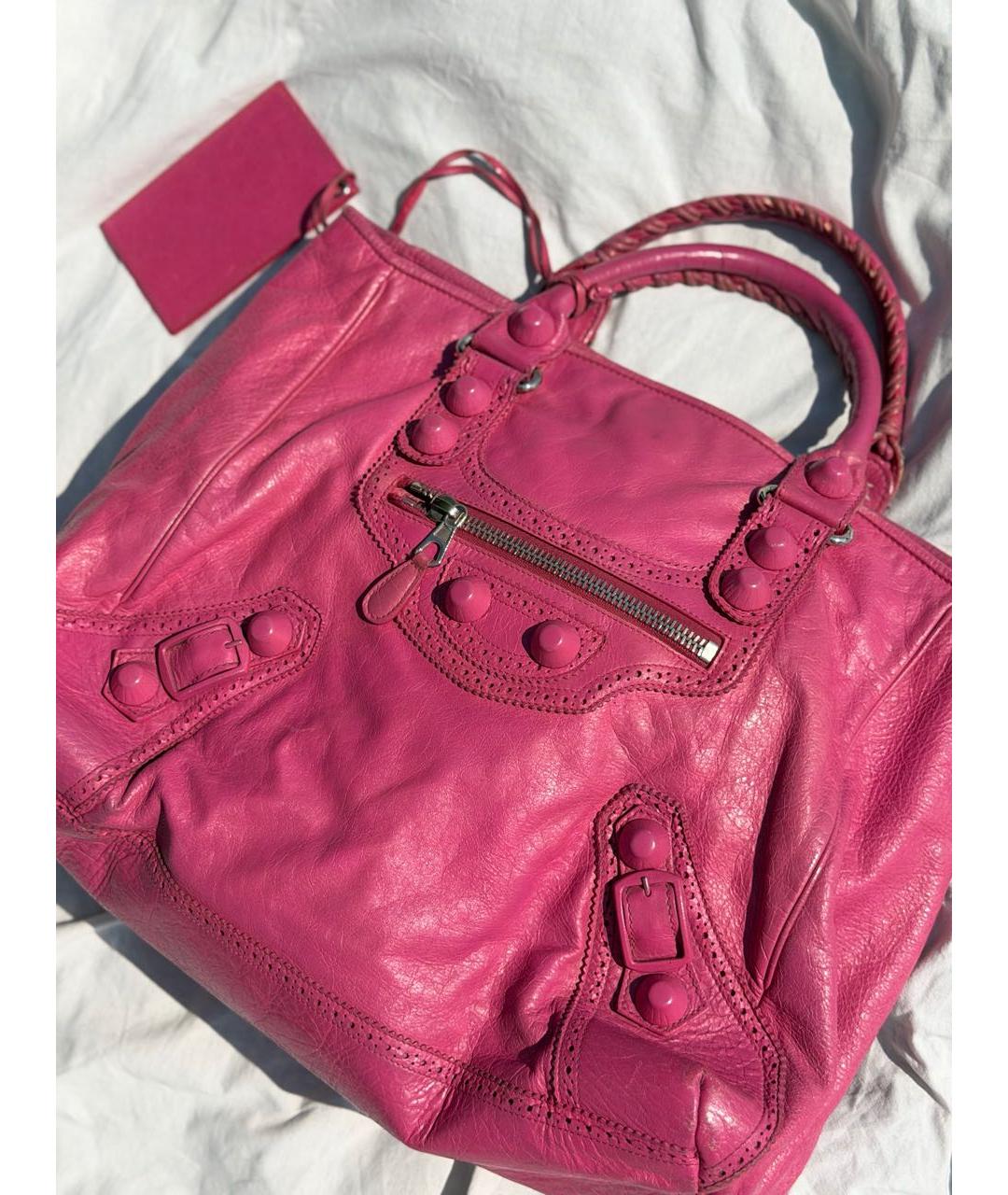 BALENCIAGA Розовая кожаная сумка тоут, фото 3