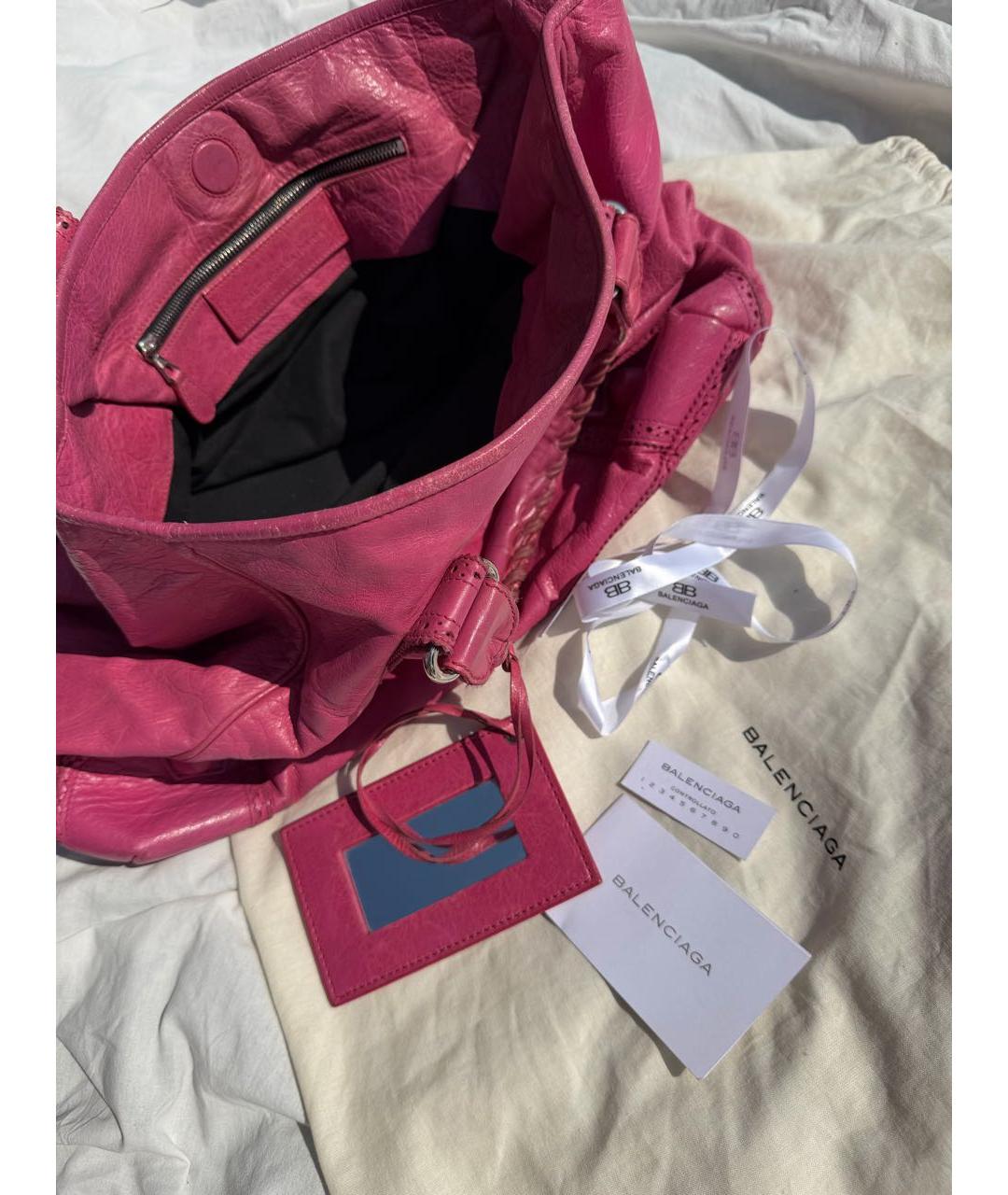 BALENCIAGA Розовая кожаная сумка тоут, фото 4