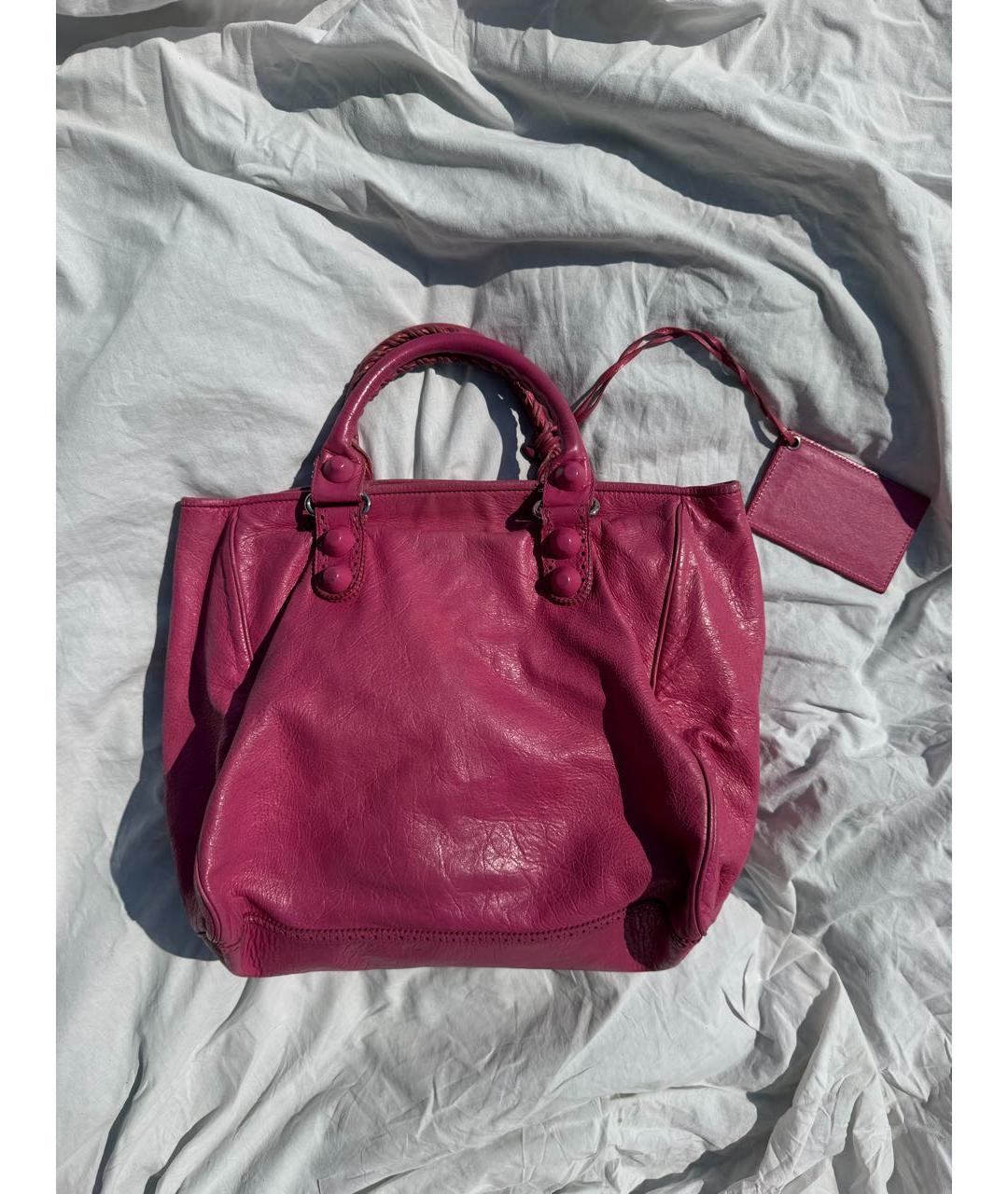 BALENCIAGA Розовая кожаная сумка тоут, фото 2