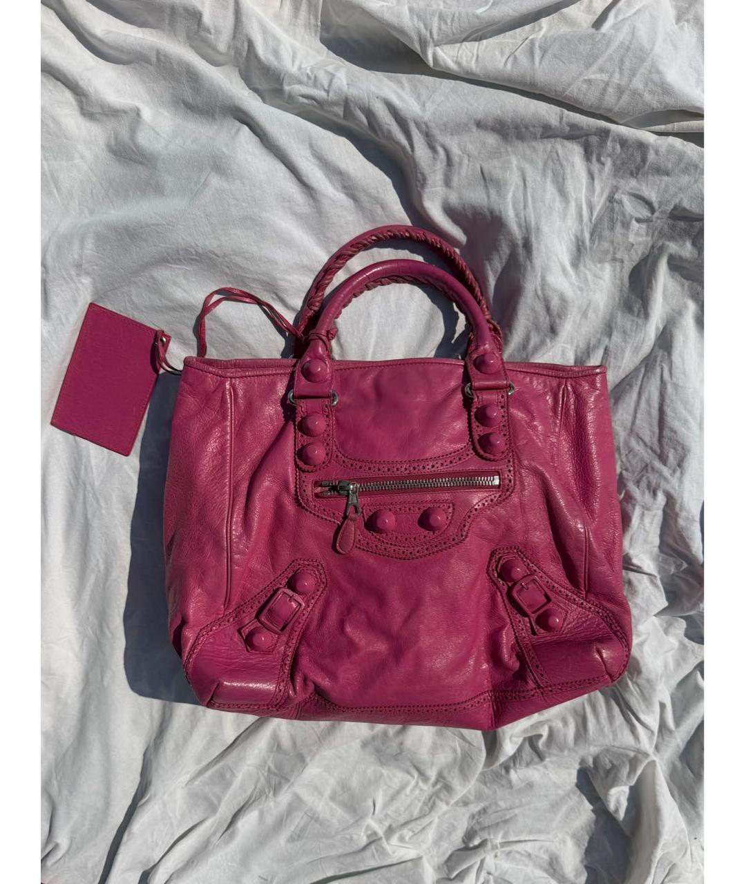 BALENCIAGA Розовая кожаная сумка тоут, фото 6