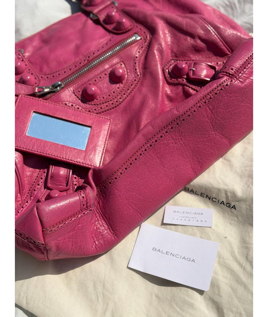BALENCIAGA Розовая кожаная сумка тоут, фото 5
