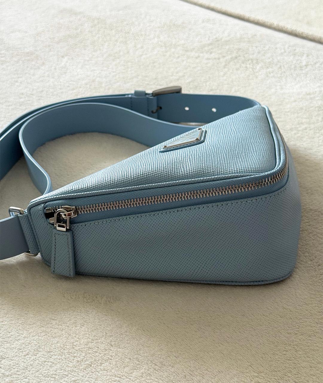 PRADA Голубая кожаная сумка через плечо, фото 3