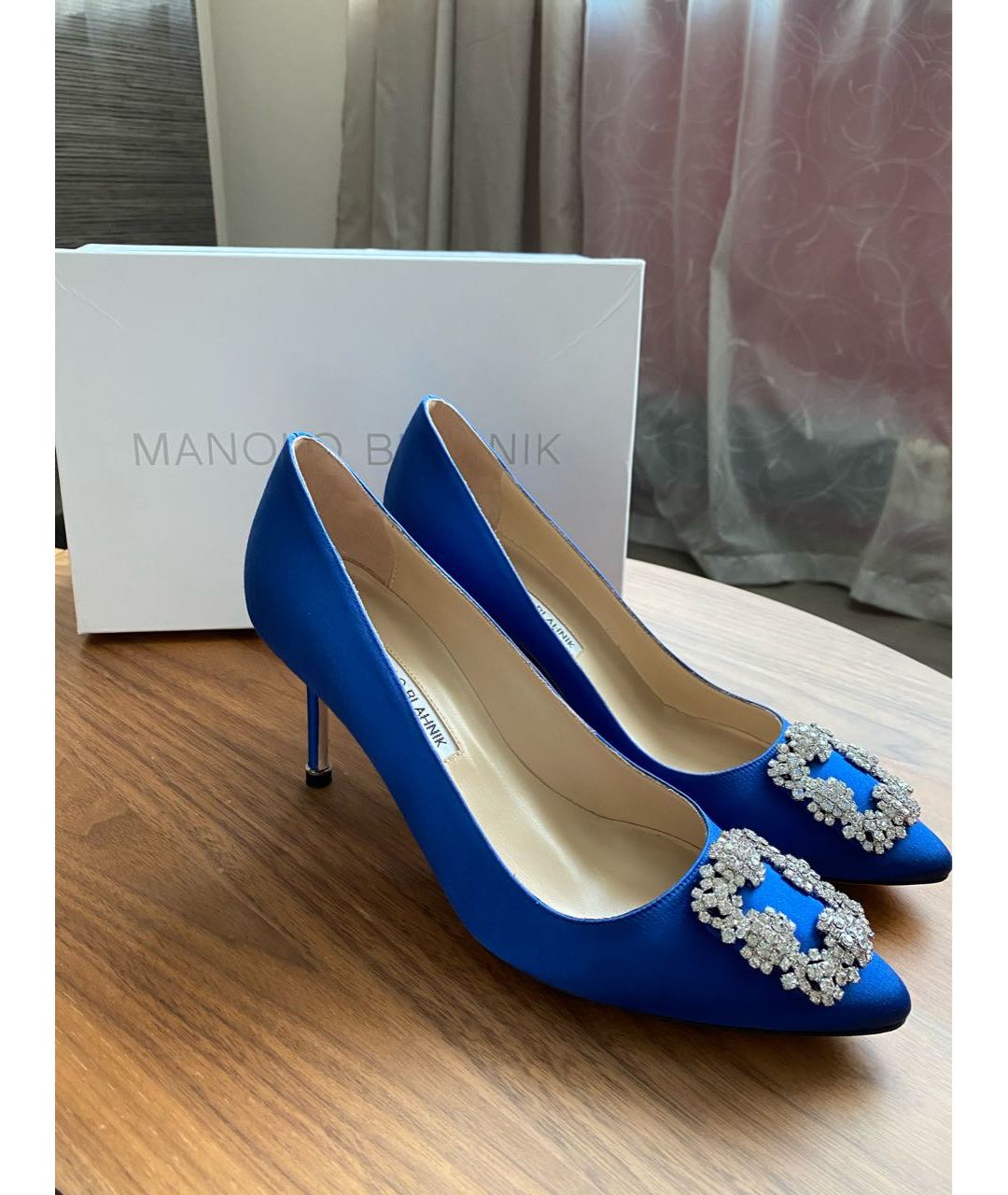 MANOLO BLAHNIK Синие текстильные туфли, фото 6