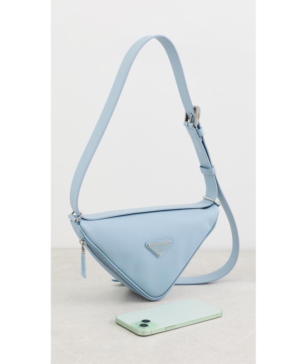 PRADA Голубая кожаная сумка на плечо, фото 4