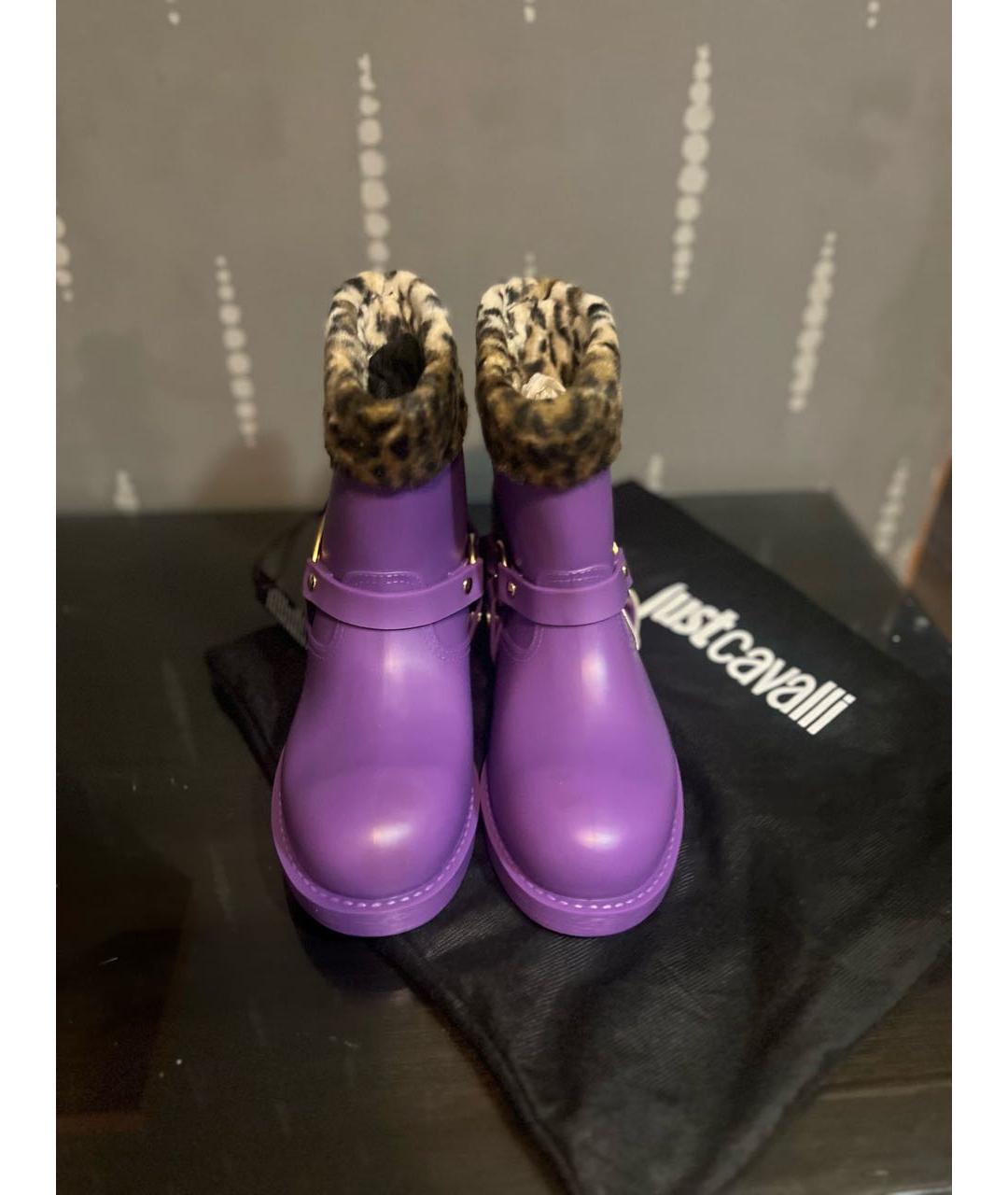 JUST CAVALLI Фиолетовые резиновые ботинки, фото 2