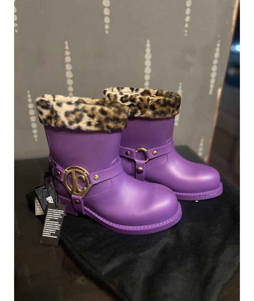 JUST CAVALLI Фиолетовые резиновые ботинки, фото 7