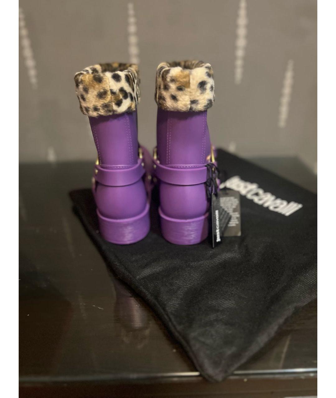 JUST CAVALLI Фиолетовые резиновые ботинки, фото 4