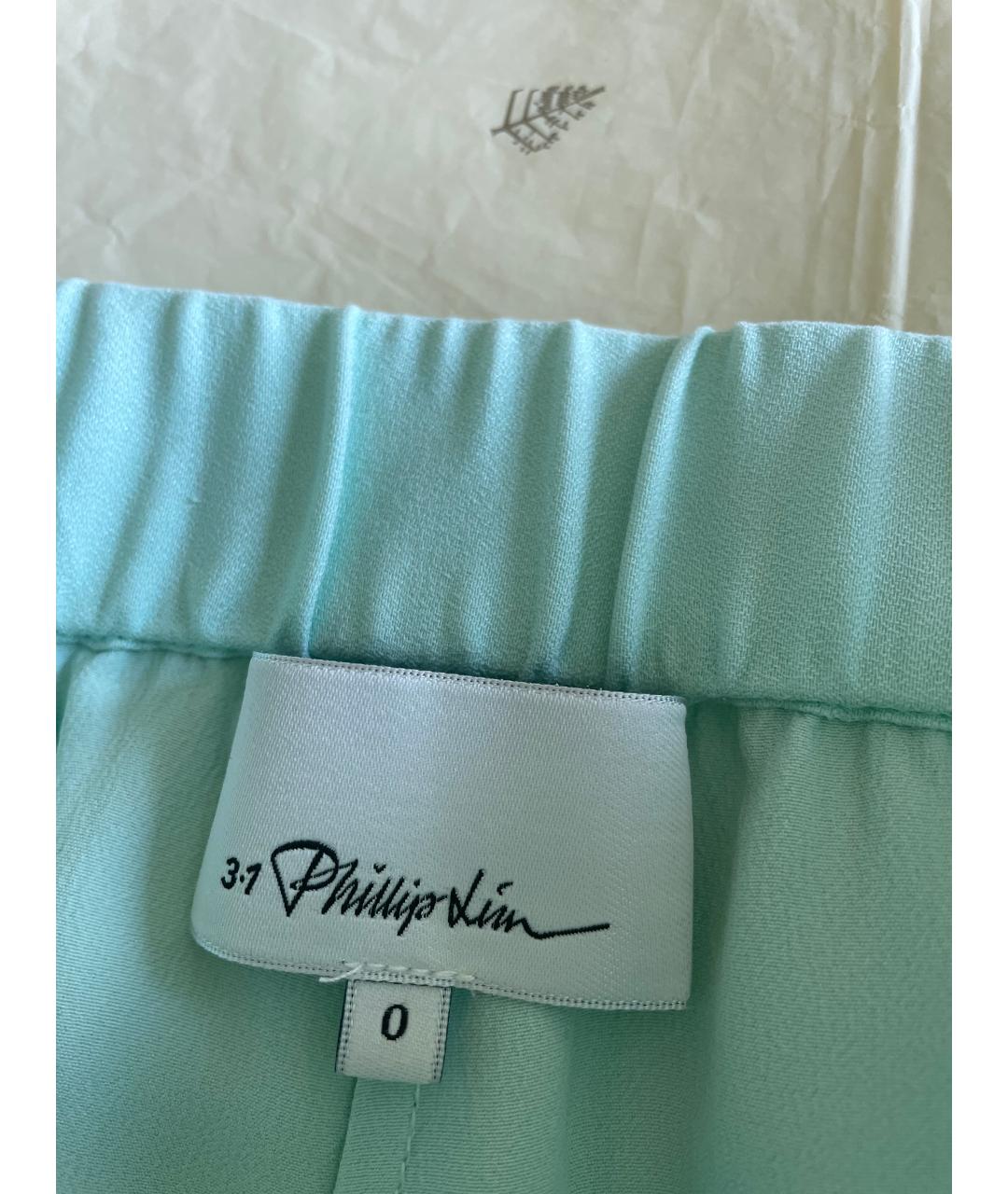 3.1 PHILLIP LIM Зеленые шелковые прямые брюки, фото 4