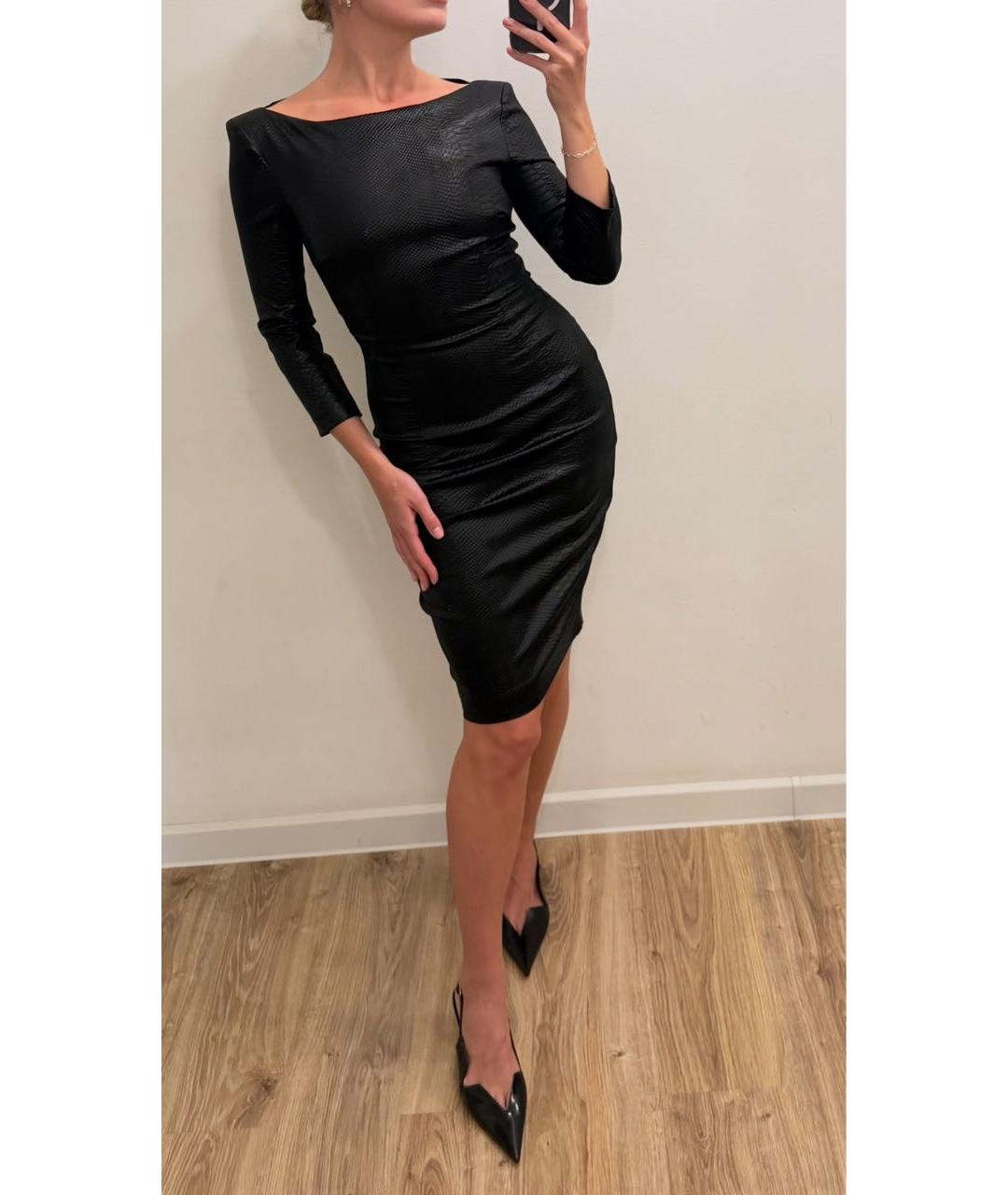 ELISABETTA FRANCHI Черное ацетатное коктейльное платье, фото 8