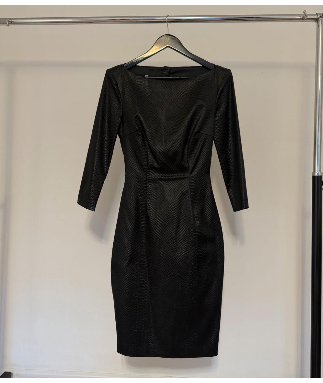 ELISABETTA FRANCHI Черное ацетатное коктейльное платье, фото 9