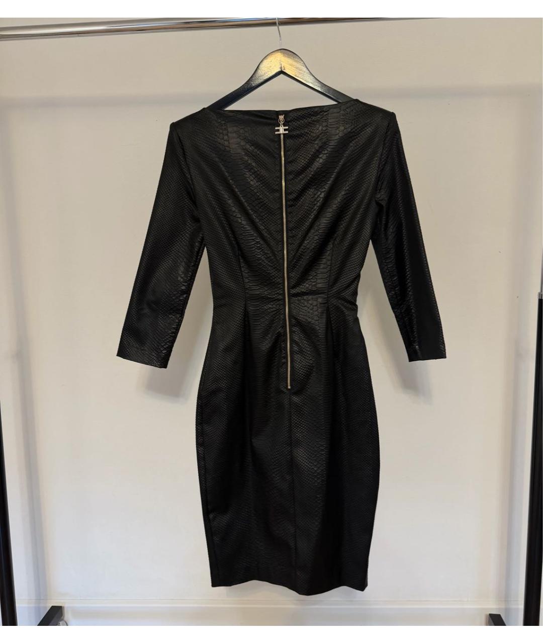 ELISABETTA FRANCHI Черное ацетатное коктейльное платье, фото 2