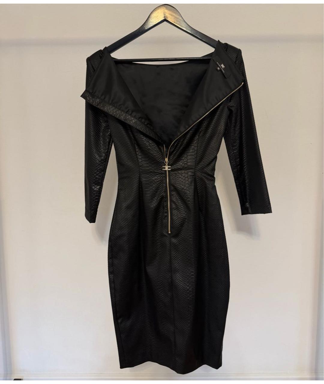 ELISABETTA FRANCHI Черное ацетатное коктейльное платье, фото 3