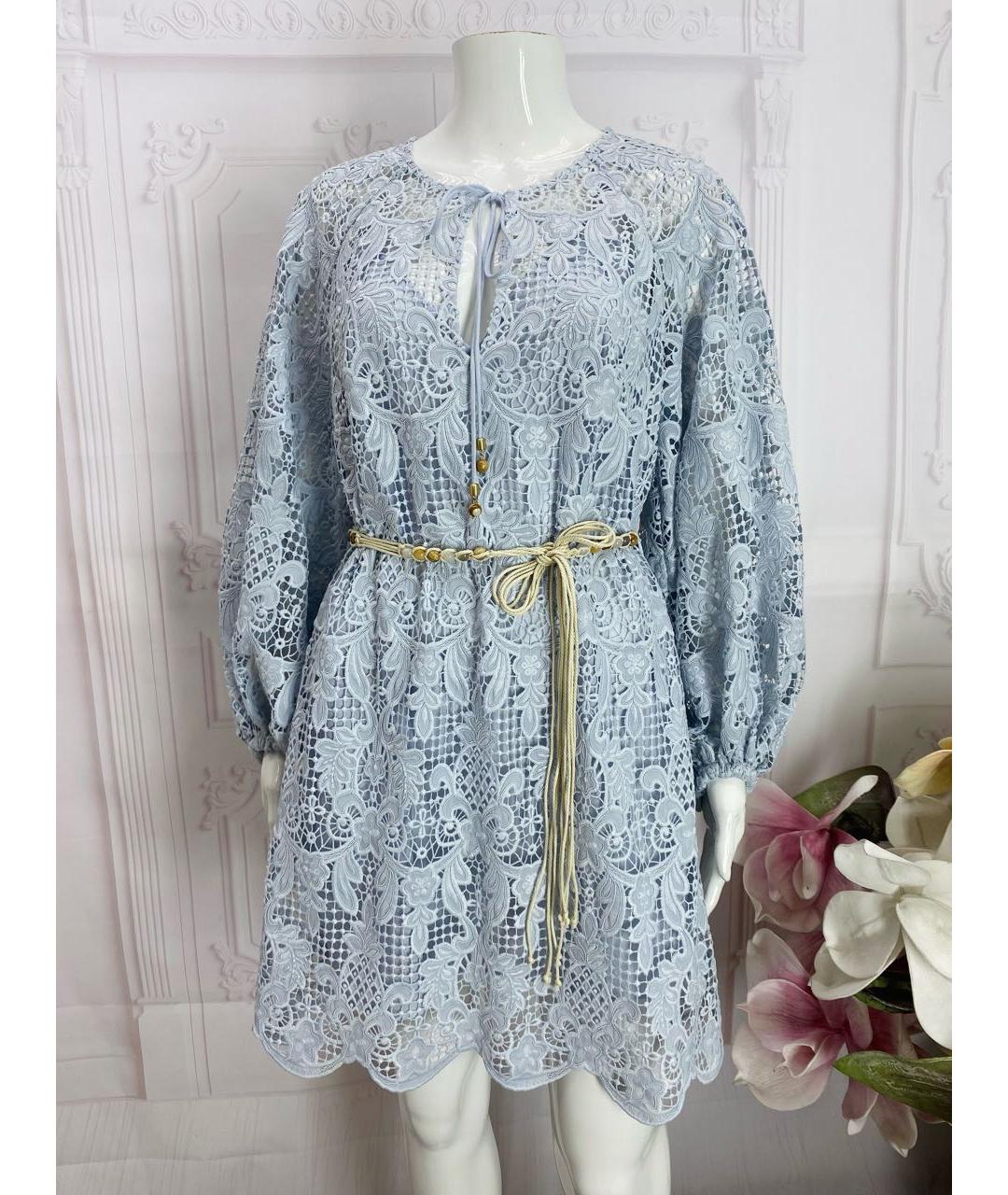 ZIMMERMANN Голубое хлопковое повседневное платье, фото 8