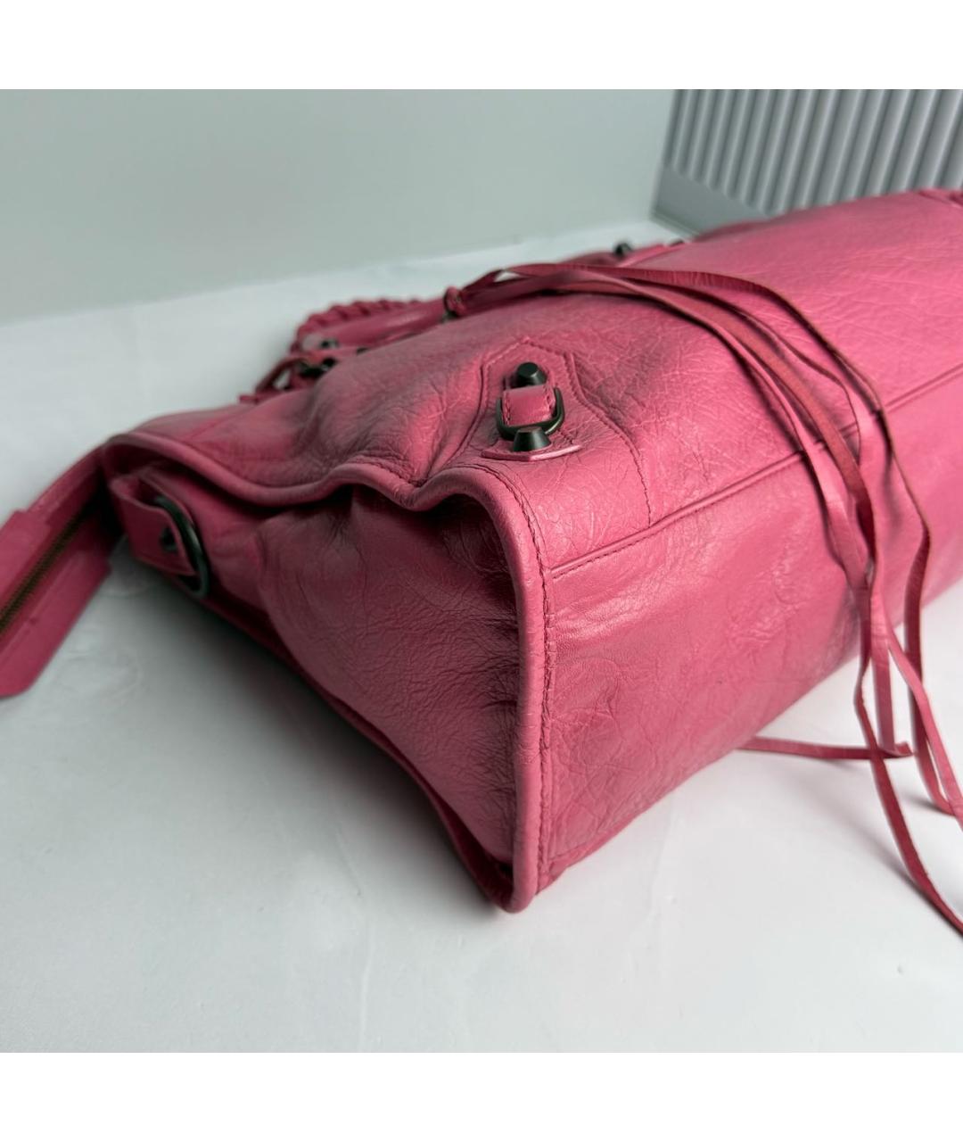 BALENCIAGA Розовая кожаная сумка с короткими ручками, фото 6