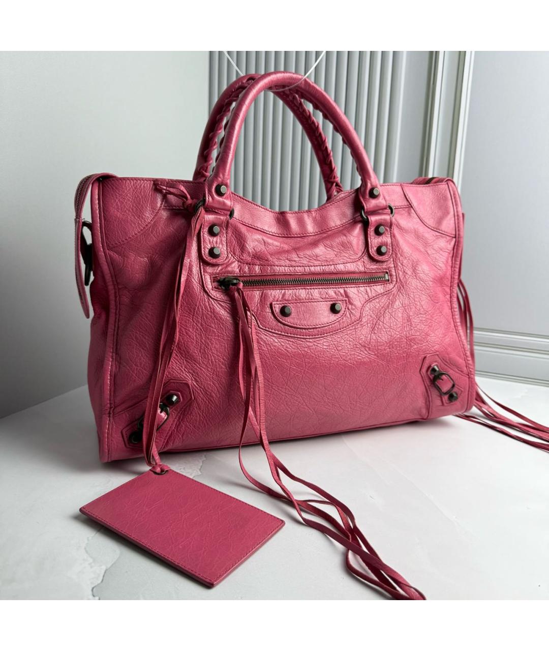 BALENCIAGA Розовая кожаная сумка с короткими ручками, фото 2