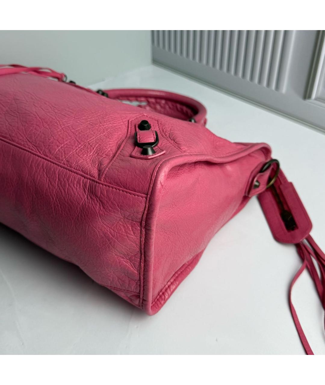 BALENCIAGA Розовая кожаная сумка с короткими ручками, фото 7