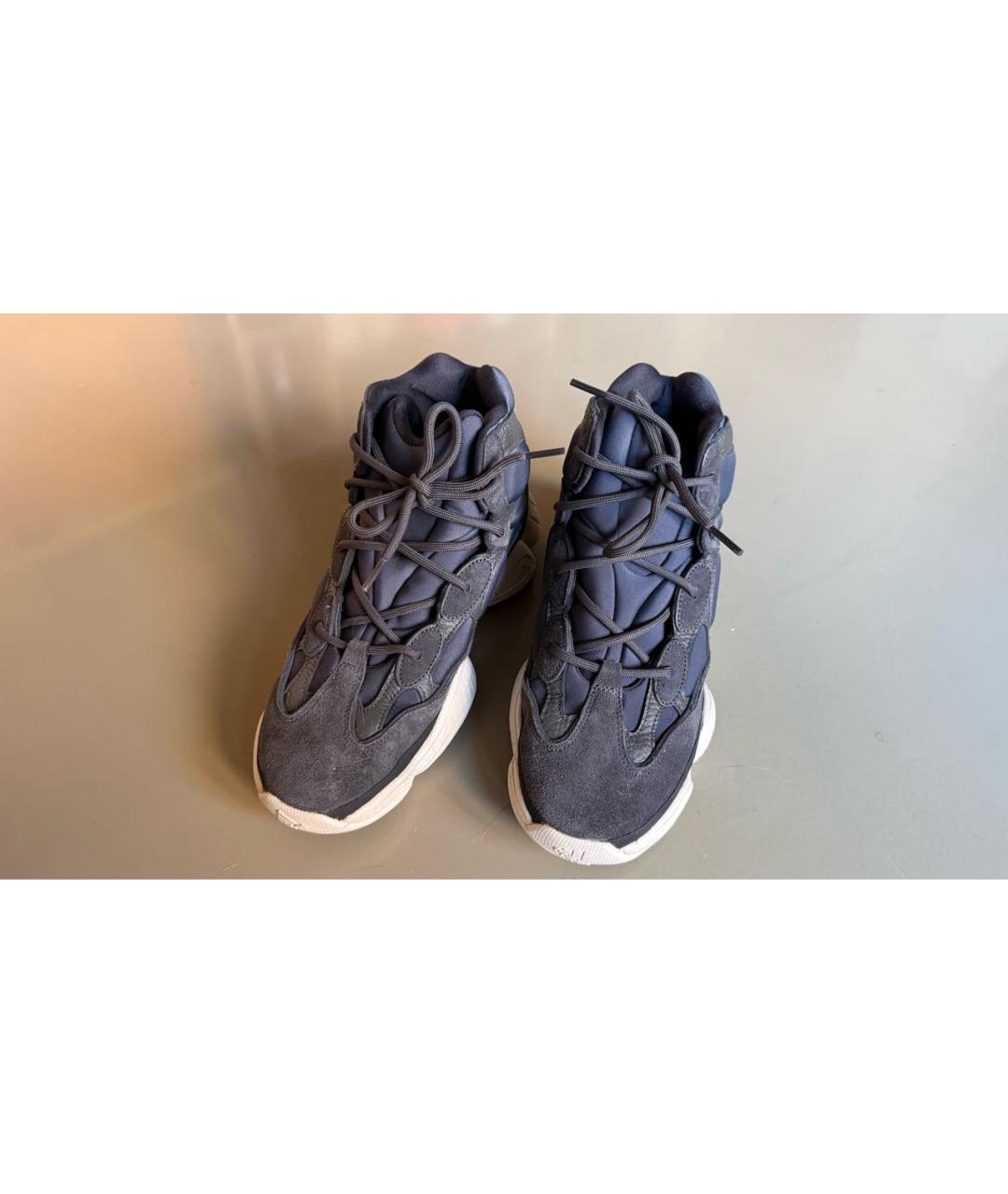 ADIDAS YEEZY Темно-синие замшевые высокие кроссовки / кеды, фото 2
