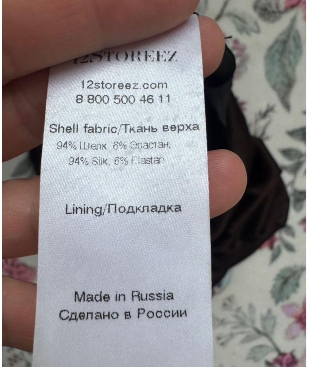 12 STOREEZ Коричневая шелковая юбка миди, фото 3