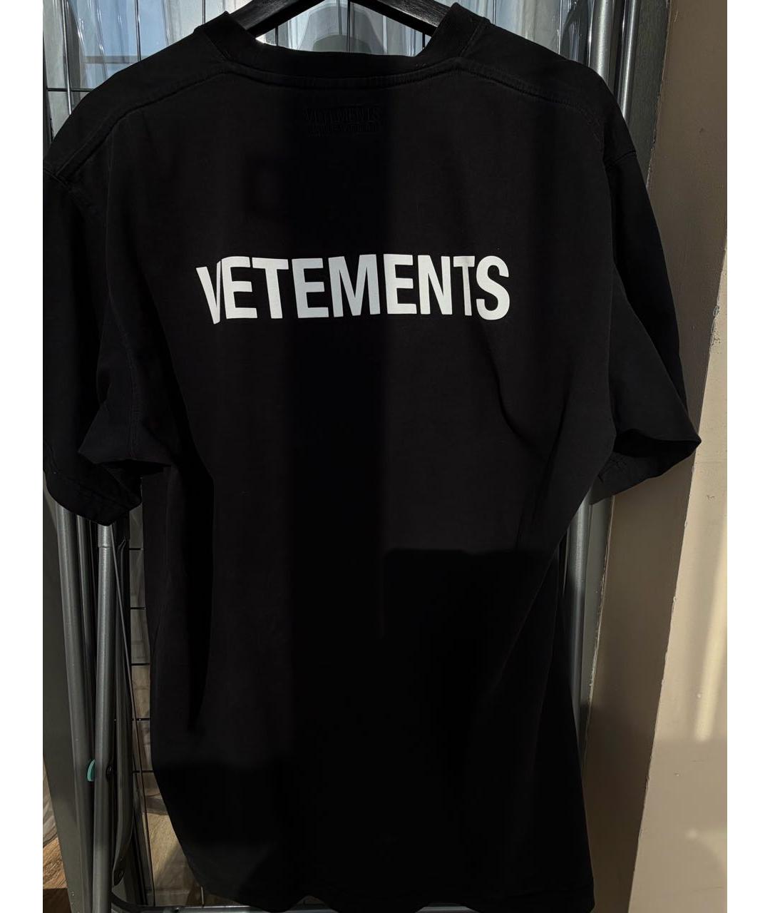 VETEMENTS Черная хлопковая футболка, фото 2