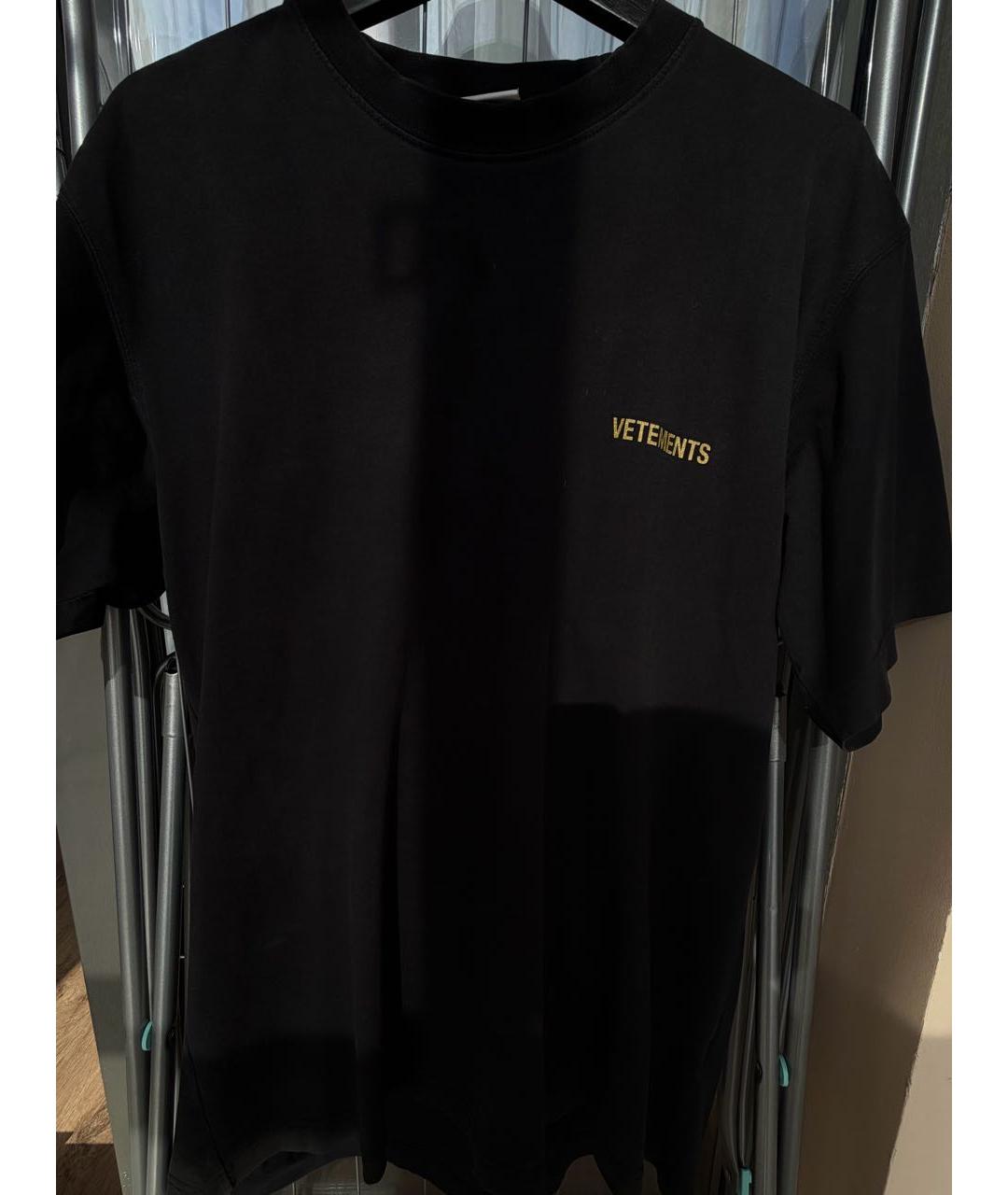 VETEMENTS Черная хлопковая футболка, фото 3