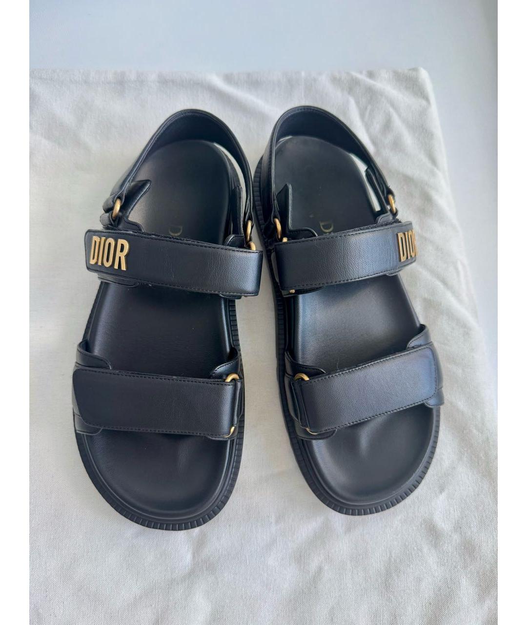 CHRISTIAN DIOR Черные кожаные сандалии, фото 2