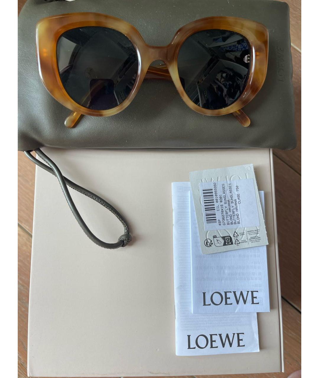 LOEWE Коричневые пластиковые солнцезащитные очки, фото 4