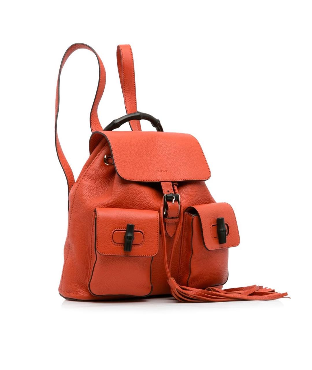 GUCCI Оранжевый кожаный рюкзак, фото 8