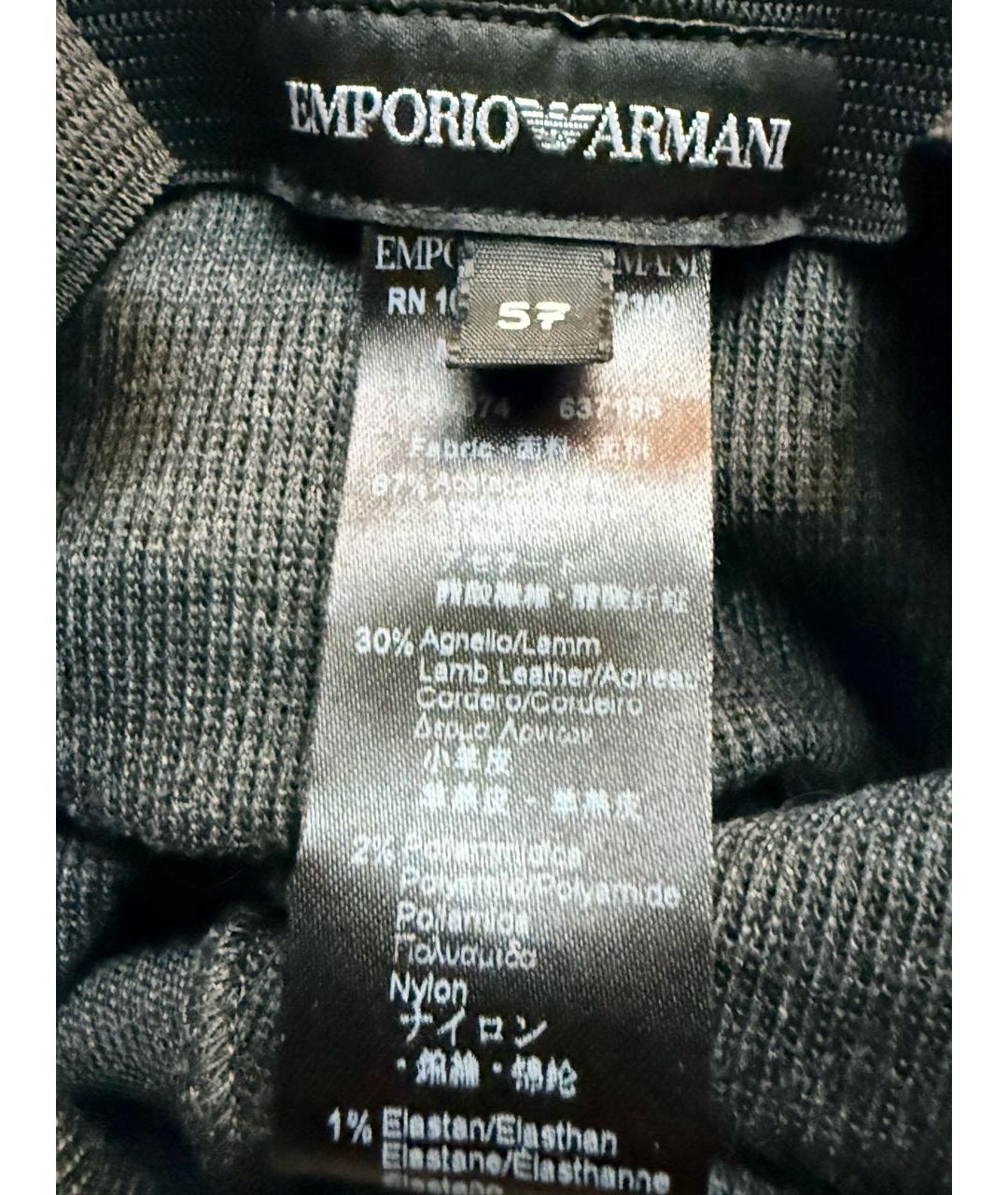 EMPORIO ARMANI Антрацитовая шерстяная кепка, фото 5