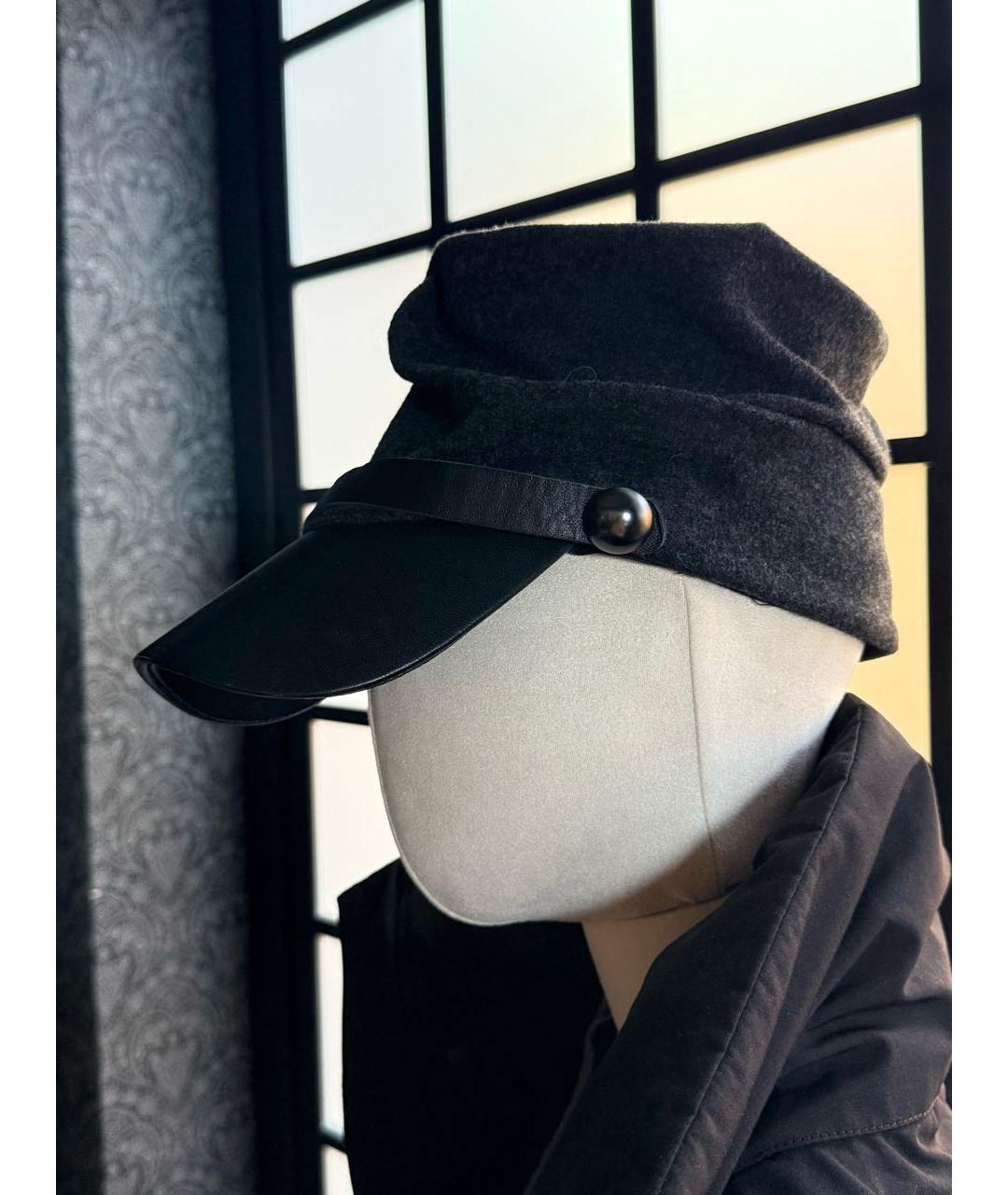 EMPORIO ARMANI Антрацитовая шерстяная кепка, фото 6