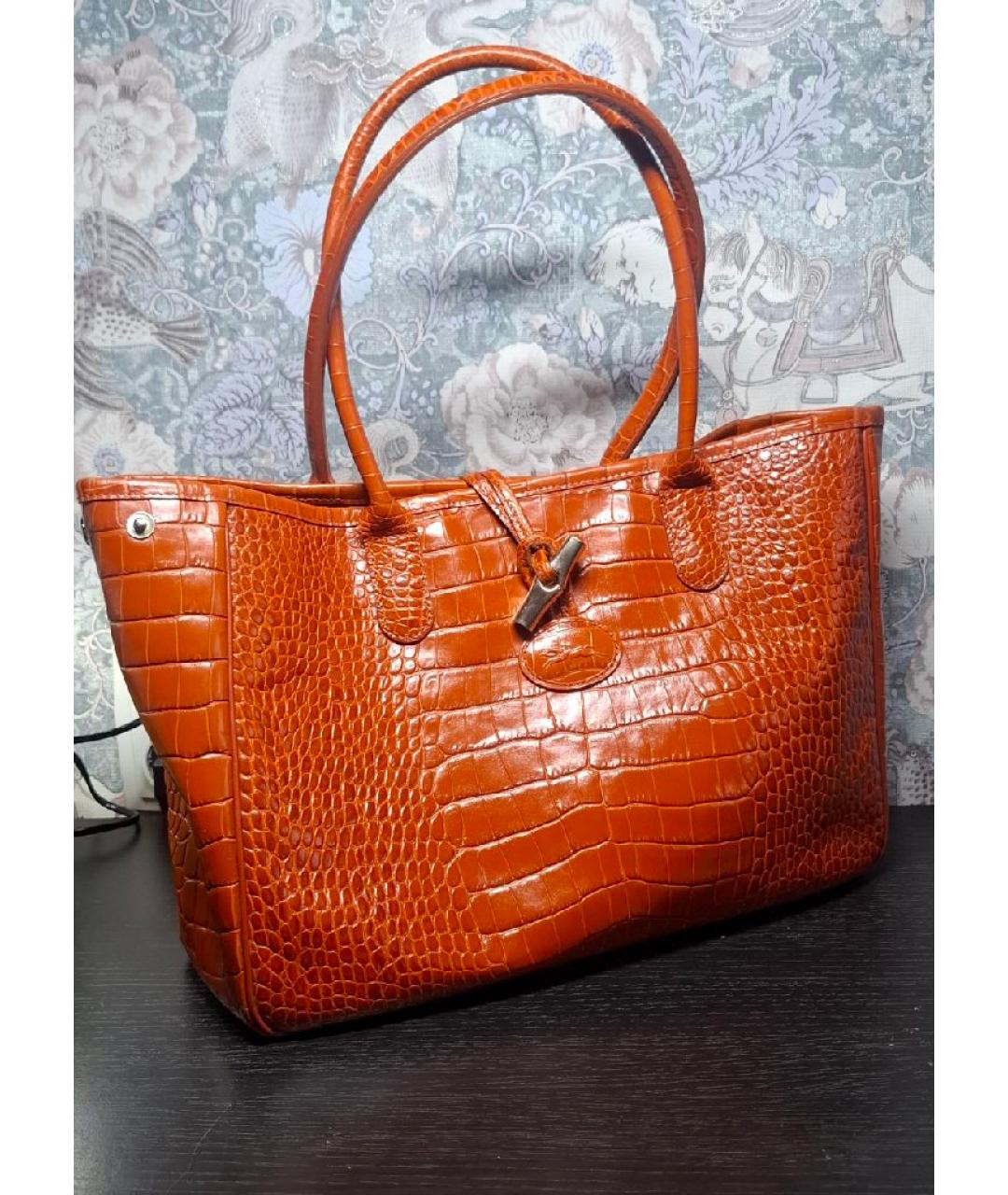 LONGCHAMP Коричневая кожаная сумка тоут, фото 10
