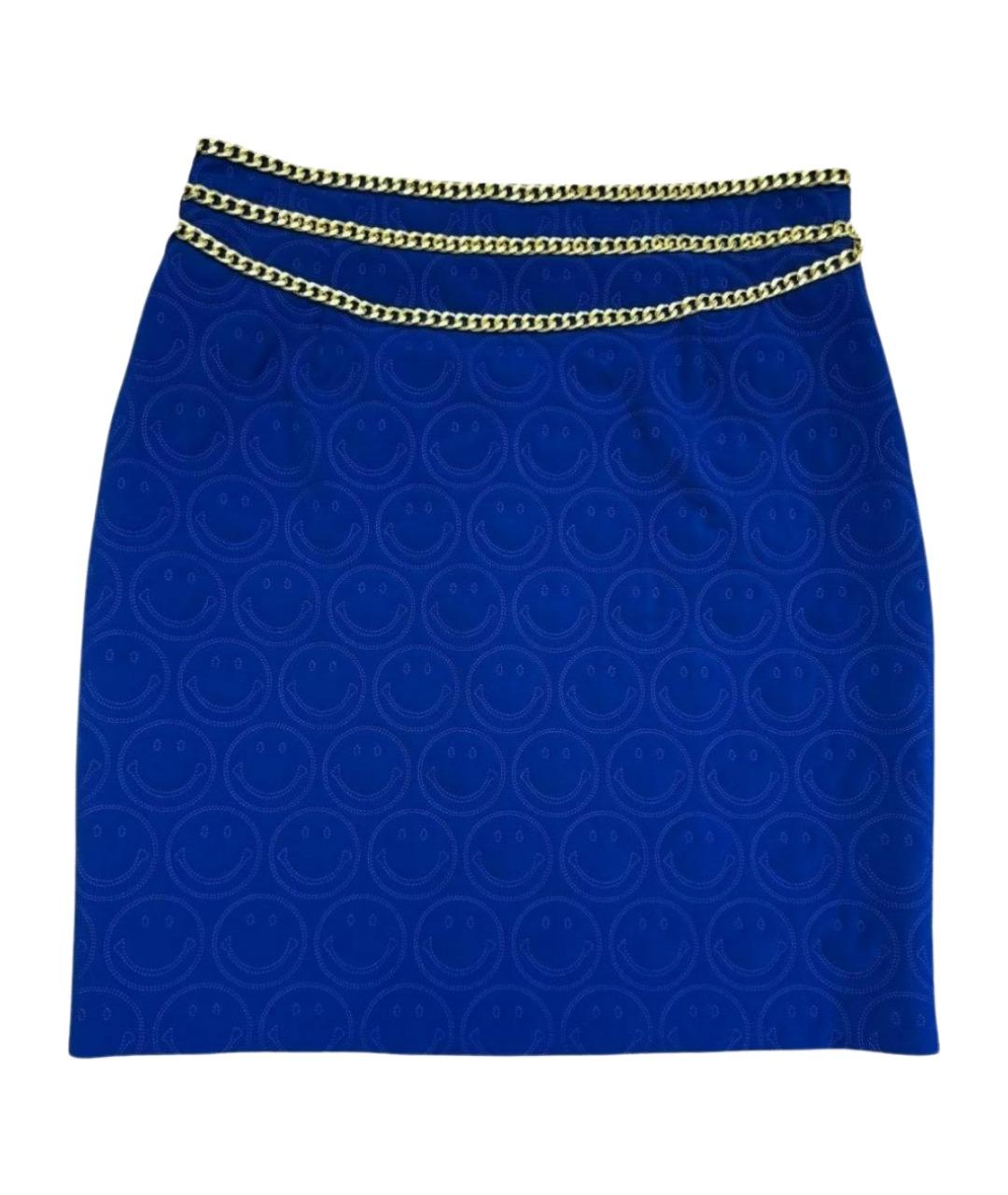 MOSCHINO Синяя полиэстеровая юбка мини, фото 1