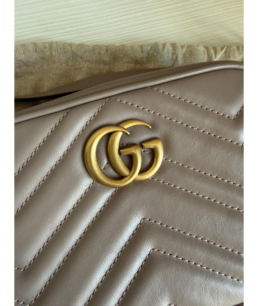 GUCCI Бежевая кожаная сумка через плечо, фото 5